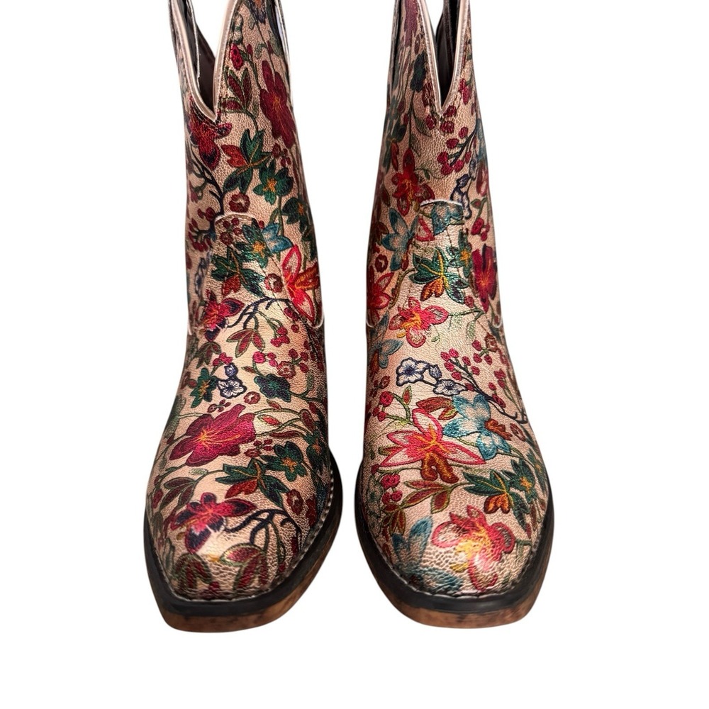SIZE 7.5 ROPER Floral Western Boots Sparkle Cowgirl Statement Boot Loud